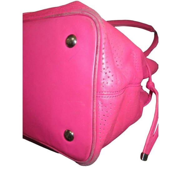 Coach Pink Sis Signature C Perforated Leather F21938 Double Handle Carryall Tote - Picture 8 of 12